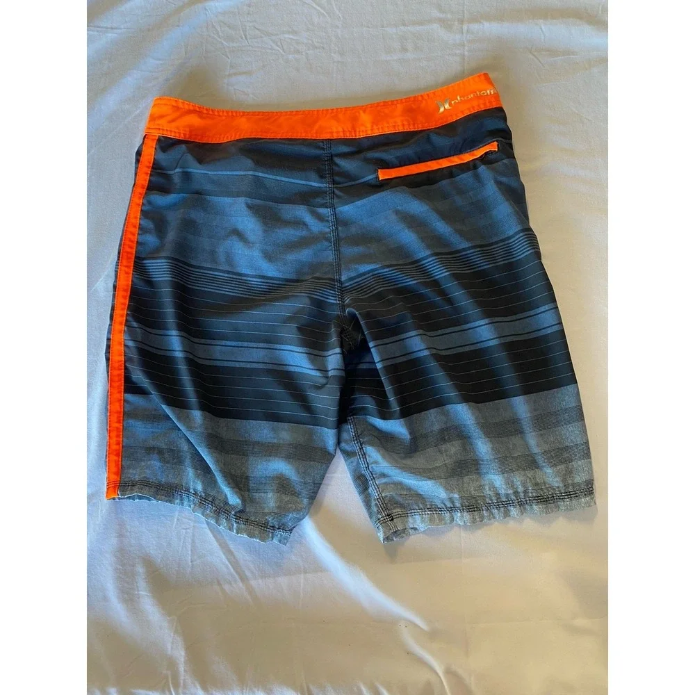 Hurley Phantom Board Shorts Size 33 Swim Trunks Blue Orange